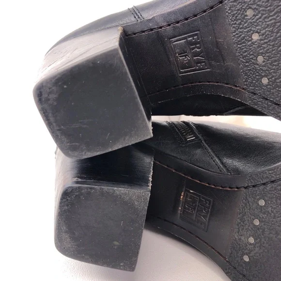 Frye Patty Artisan Zip Black Leather Ankle Boots 10M
